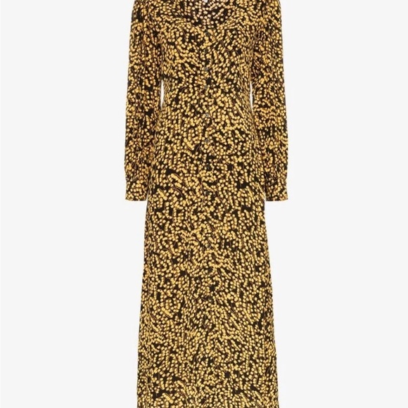 Ganni Black and Gold Long Sleeve Dress - Picture 5 of 7